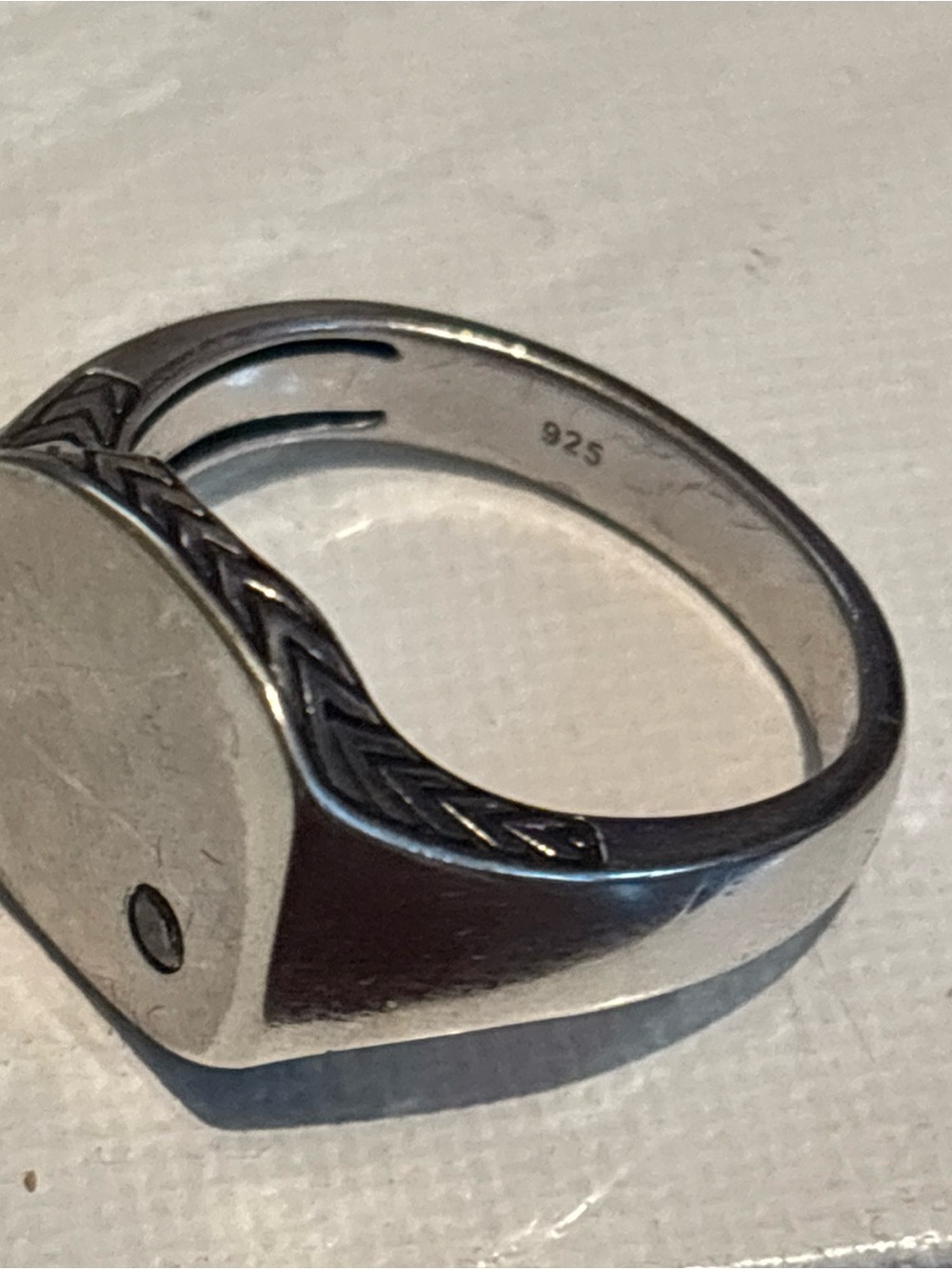 Unique man’s Vintage Silver 925 Signet Ring with Single real diamond, size 9 - Picture 5 of 6